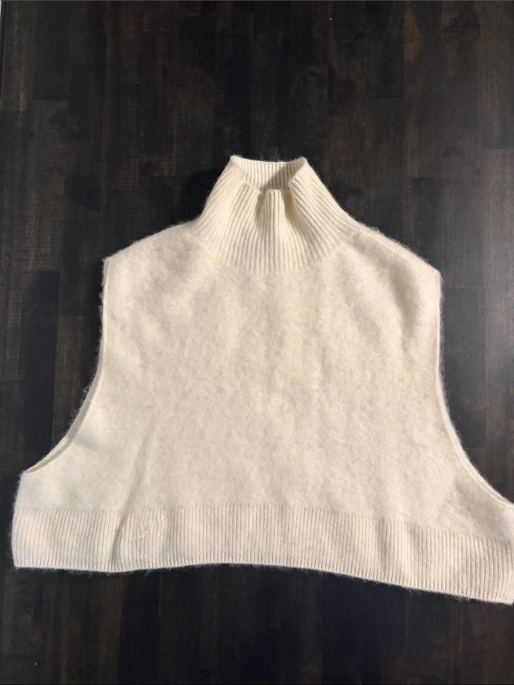 Odd Muse Off White Wool Mock Neck Cropped Sweater Size Small Minimalist Chic